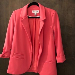 Forever21 Salmon/Pink Medium 3/4 Sleeve Blazer